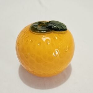 Murano Style Glass Orange Fruit • Vintage Art Glass